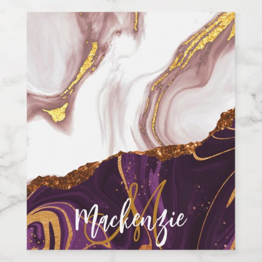 Étiquette Pour Bouteilles De Vin Texture Abstraite de marbre (Étiquettes simples)