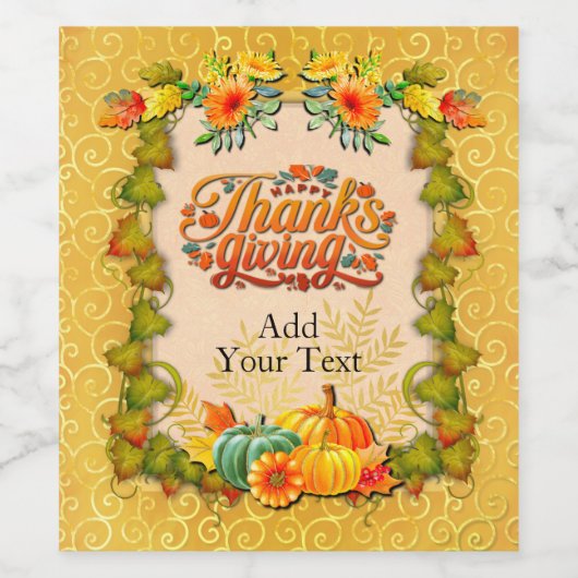 Étiquette Pour Bouteilles De Vin Thanksgiving Automne Automne Maple Feuilles et cit (Étiquettes simples)