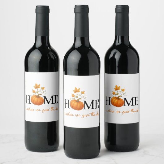 Étiquette Pour Bouteilles De Vin Thanksgiving Citrouille Home Où nous donnons des r (Bouteilles)
