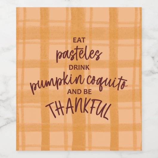 Étiquette Pour Bouteilles De Vin Thanksgiving Coquito (Étiquettes simples)