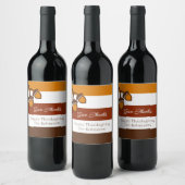 Étiquette Pour Bouteilles De Vin Thanksgiving Stripes and Acorns (Bouteilles)