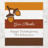 Étiquette Pour Bouteilles De Vin Thanksgiving Stripes and Acorns (Étiquettes simples)