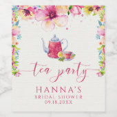 Étiquette Pour Bouteilles De Vin Thé dansant floral aquarelle (Étiquettes simples)