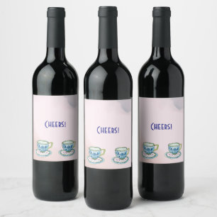 Étiquette Pour Bouteilles De Vin Thé pour deux Baby showers jumeaux