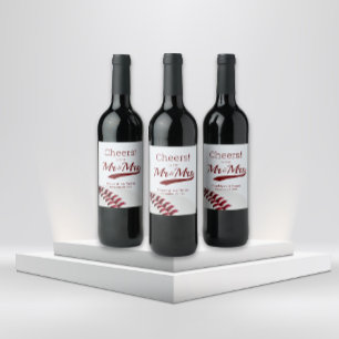 Étiquette Pour Bouteilles De Vin Thème de baseball à l'intention de M. et Mme Maria
