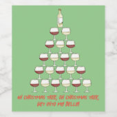 Étiquette Pour Bouteilles De Vin Thème de Noël ; arbre à vin ; verres à vin ; (Étiquettes simples)