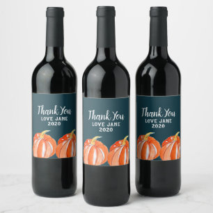 Étiquette Pour Bouteilles De Vin Thème Halloween noir et orange citrouille