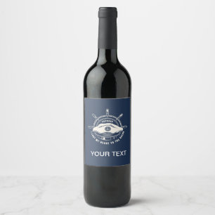 Étiquette Pour Bouteilles De Vin Thème Nautique Bleu Marine Votre Texte