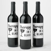 Étiquette Pour Bouteilles De Vin Thérapie dans une citation en verre (Bouteilles)
