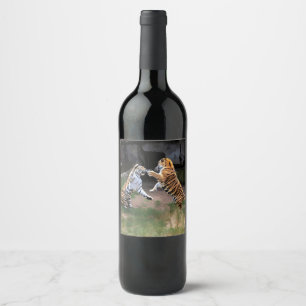 ÉTIQUETTE POUR BOUTEILLES DE VIN TIGRES DE COMBAT