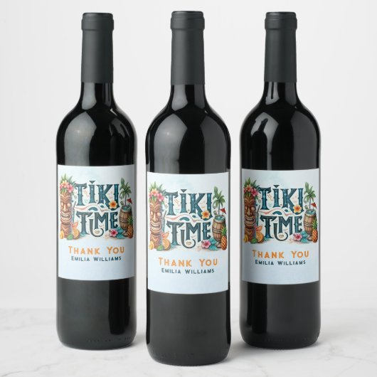Étiquette Pour Bouteilles De Vin TIKI Party personnalisé (Bouteilles)