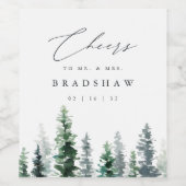 Étiquette Pour Bouteilles De Vin Timber Grove | Winter Evergreen Wedding (Étiquettes simples)