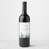 Étiquette Pour Bouteilles De Vin Timber Grove | Winter Evergreen Wedding (Devant)