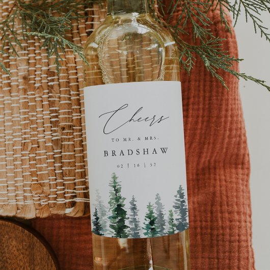 Étiquette Pour Bouteilles De Vin Timber Grove | Winter Evergreen Wedding