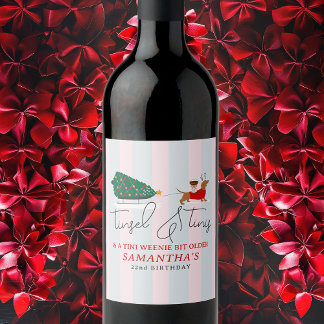 Étiquette Pour Bouteilles De Vin Tinsel & Tinis Tini Weenie Bit Older Xmas Doxie