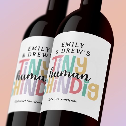 Étiquette Pour Bouteilles De Vin Tiny Humain Shindig Cute Arc-En-Ciel Couleurs