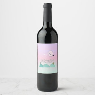 Étiquette Pour Bouteilles De Vin Toast de Noël sous la lune pastel