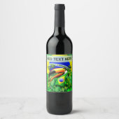 Étiquette Pour Bouteilles De Vin Toco Toucan avec drapeau brésilien (Devant)
