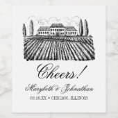 Étiquette Pour Bouteilles De Vin Toile & Calligraphie Mariage modifiable (Étiquettes simples)