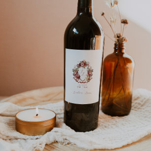 Étiquette Pour Bouteilles De Vin Tombez amoureux   Crête de mariage Fleurs d'automn