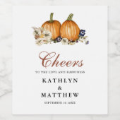 Étiquette Pour Bouteilles De Vin Tombez amoureux Mariage automnal botanique citroui (Étiquettes simples)