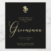 Étiquette Pour Bouteilles De Vin Top Hat Groomsman Chic Wedding Minimalist Proposal (Étiquettes simples)