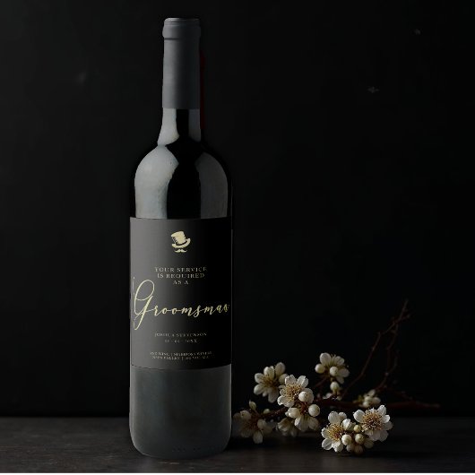 Étiquette Pour Bouteilles De Vin Top Hat Groomsman Chic Wedding Minimalist Proposal