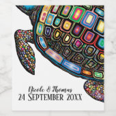 Étiquette Pour Bouteilles De Vin Tortue colorée (Étiquettes simples)