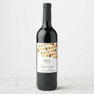 Étiquette Pour Bouteilles De Vin Touches de pinceau jaunes aquarelle florale