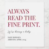 Étiquette Pour Bouteilles De Vin Toujours lire le Faire-part de grossesse à imprime (Étiquettes simples)