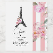 Étiquette Pour Bouteilles De Vin Tour eiffel à thème Paris douche noire rose (Étiquettes simples)