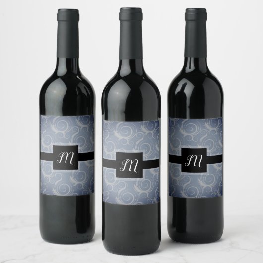 Étiquette Pour Bouteilles De Vin Tourbillons de monogramme (Bouteilles)
