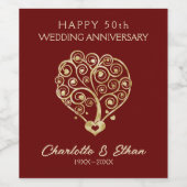 Étiquette Pour Bouteilles De Vin Tourne les Coeurs d'or (Étiquettes simples)