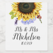 Étiquette Pour Bouteilles De Vin Tournesol (Étiquettes simples)