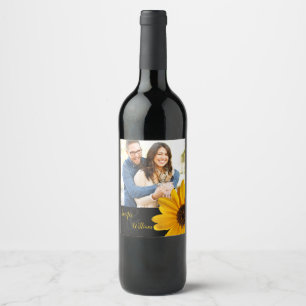 Étiquette Pour Bouteilles De Vin Tournesol, bouteille de vin photo personnalisée av