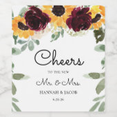 Étiquette Pour Bouteilles De Vin Tournesol et Mariage Rose (Étiquettes simples)