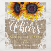 Étiquette Pour Bouteilles De Vin Tournesols rustiques burlap et dentelle acclamer m (Étiquettes simples)