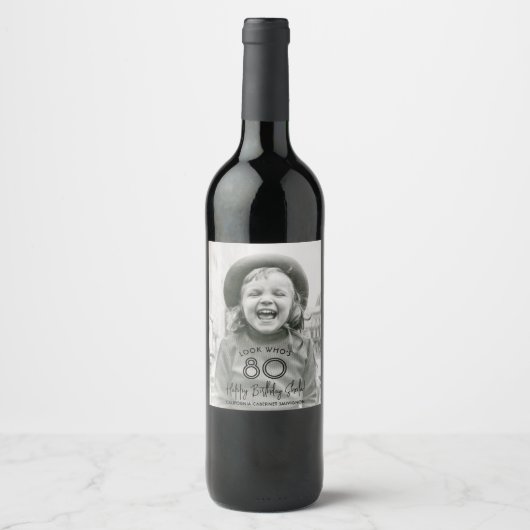 Étiquette Pour Bouteilles De Vin TOUT Anniversaire Chic Black Typographie (Devant)