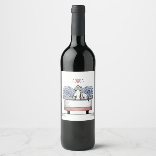 Étiquette Pour Bouteilles De Vin Tout juste mariés (Devant)