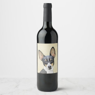 Étiquette Pour Bouteilles De Vin Toy Fox Terrier Peinture - Cute Original Dog Art