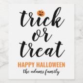 Étiquette Pour Bouteilles De Vin Trace ou traitement Script moderne Halloween perso (Étiquettes simples)