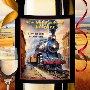 Étiquette Pour Bouteilles De Vin Train à vapeur vintage Joyeux anniversaire