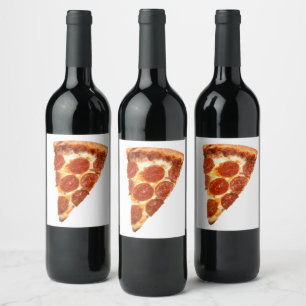 Étiquette Pour Bouteilles De Vin Tranche de pizza pepperoni classique de SlipperyJo