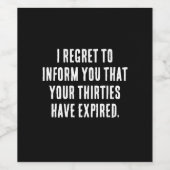 Étiquette Pour Bouteilles De Vin Trente ans, 40 ans, drôle (Étiquettes simples)