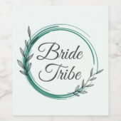 Étiquette Pour Bouteilles De Vin Tribe de mariée Emerald Green Botanical Wreath (Étiquettes simples)