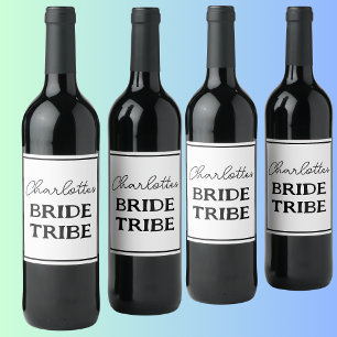 Étiquette Pour Bouteilles De Vin Tribu de Mariée Minimaliste Enterrement de Vie de