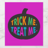 Étiquette Pour Bouteilles De Vin Trick Me Traite, Halloween Multi-Couleur (Étiquettes simples)