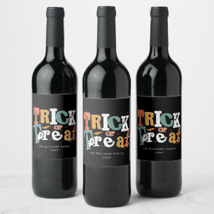Étiquette Pour Bouteilles De Vin Trick Or Treat Halloween Couleur Modifiable