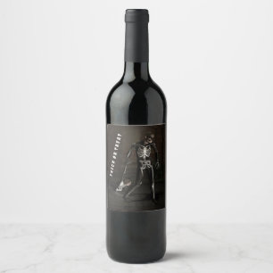 Étiquette Pour Bouteilles De Vin Trick or Treat. Homme déguisé en squelette
