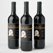 Étiquette Pour Bouteilles De Vin Trick Ou Traiter Happy Halloween Ghost Éffrayant (Bouteilles)